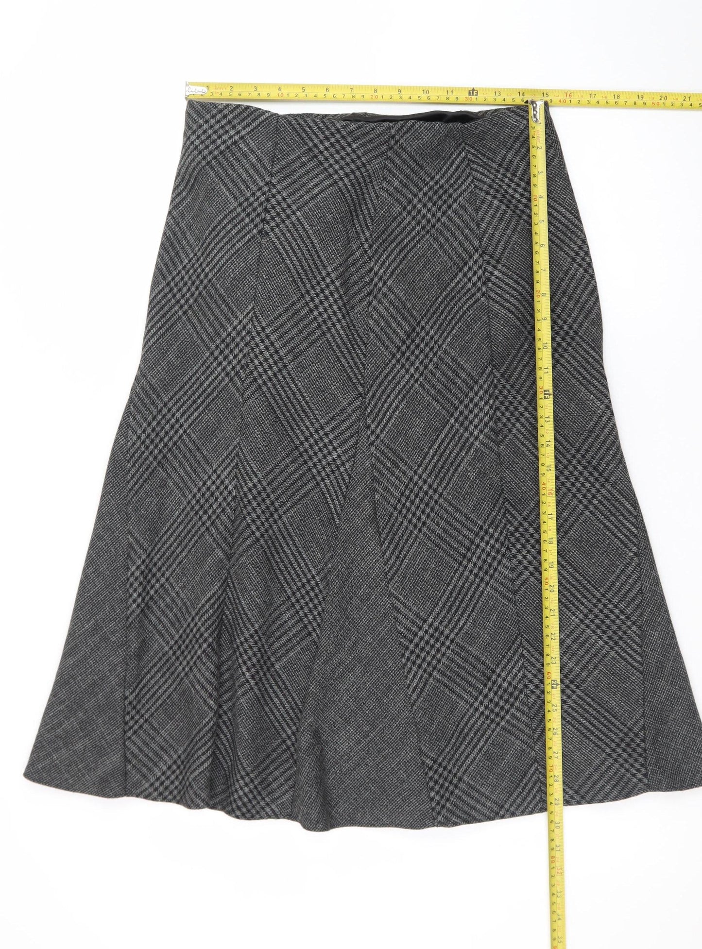 Marks and Spencer Women Grey A-Line Check Skirt Size 12
