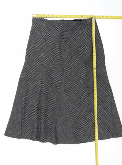 Marks and Spencer Women Grey A-Line Check Skirt Size 12