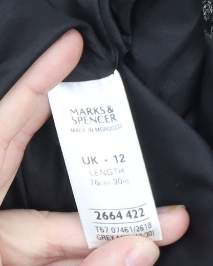 Marks and Spencer Women Grey A-Line Check Skirt Size 12