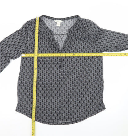 H&M Women's Grey Geometric V-Neck Tunic Blouse Size 12