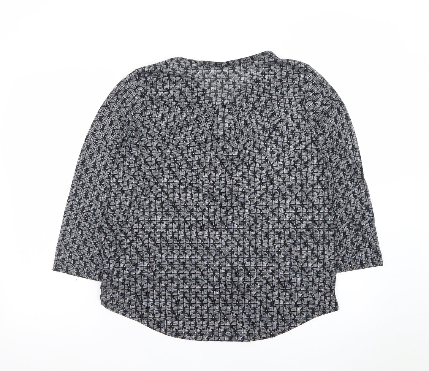 H&M Women's Grey Geometric V-Neck Tunic Blouse Size 12