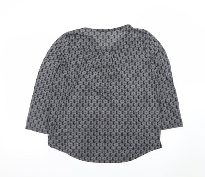 H&M Women's Grey Geometric V-Neck Tunic Blouse Size 12
