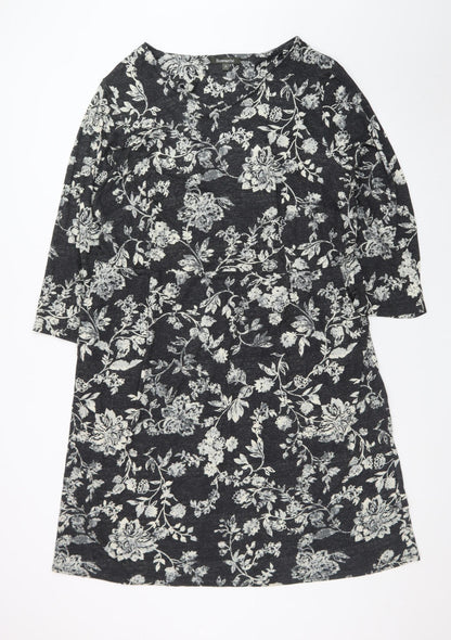 Bonmarché Women’s Black Floral Knee Length Shift Dress Size 22