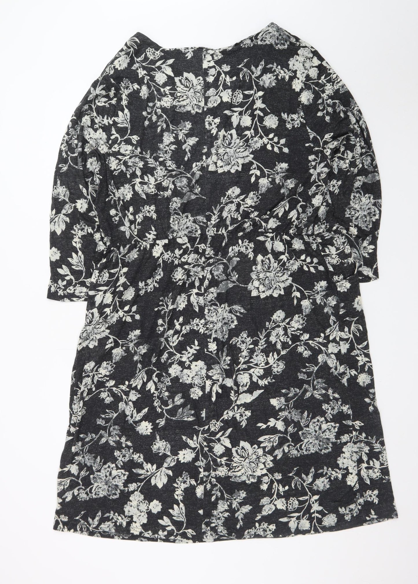 Bonmarché Women’s Black Floral Knee Length Shift Dress Size 22