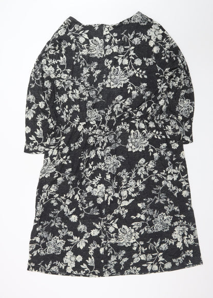 Bonmarché Women’s Black Floral Knee Length Shift Dress Size 22