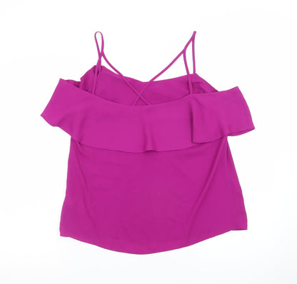 Oasis Women Purple Off Shoulder Ruffle Camisole Blouse Size 12