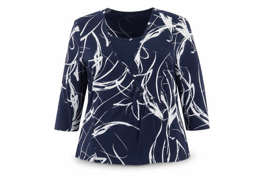 Eastex Women's Blue Abstract Wrap Jersey Blouse Size 20