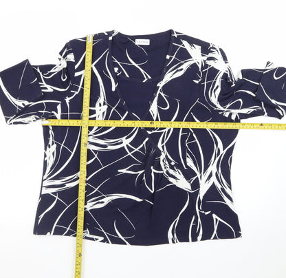 Eastex Women's Blue Abstract Wrap Jersey Blouse Size 20