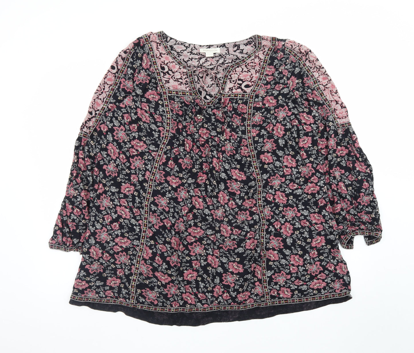 Monsoon Women’s Multicoloured Floral Tunic Blouse Size 18 Viscose