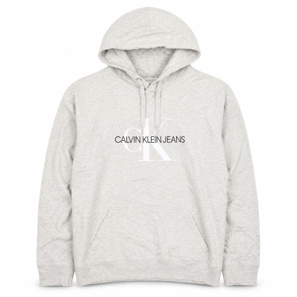 Calvin Klein Jeans Men's Grey XL Pullover Hoodie Logo Fleece