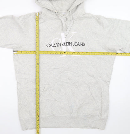 Calvin Klein Jeans Men's Grey XL Pullover Hoodie Logo Fleece