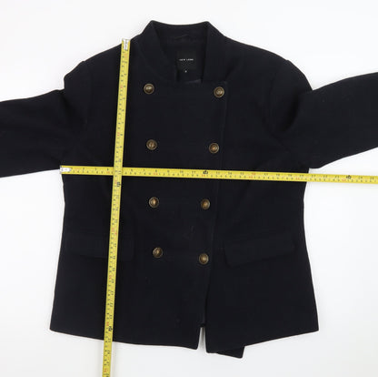 New Look Women's Black Wool Blend Military Jacket Size 16