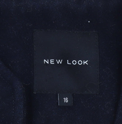 New Look Women's Black Wool Blend Military Jacket Size 16