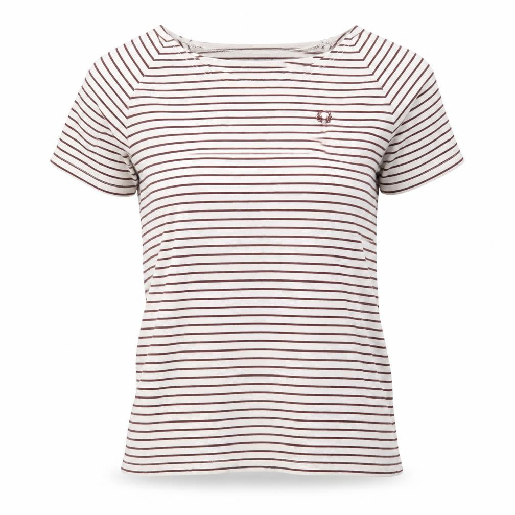 Fred Perry Women’s White Striped Cotton T-Shirt UK 10