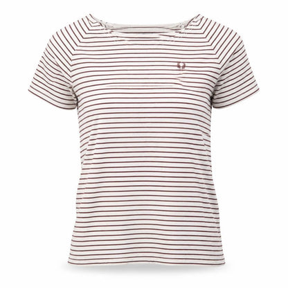 Fred Perry Women’s White Striped Cotton T-Shirt UK 10