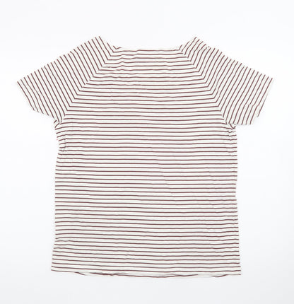 Fred Perry Women’s White Striped Cotton T-Shirt UK 10