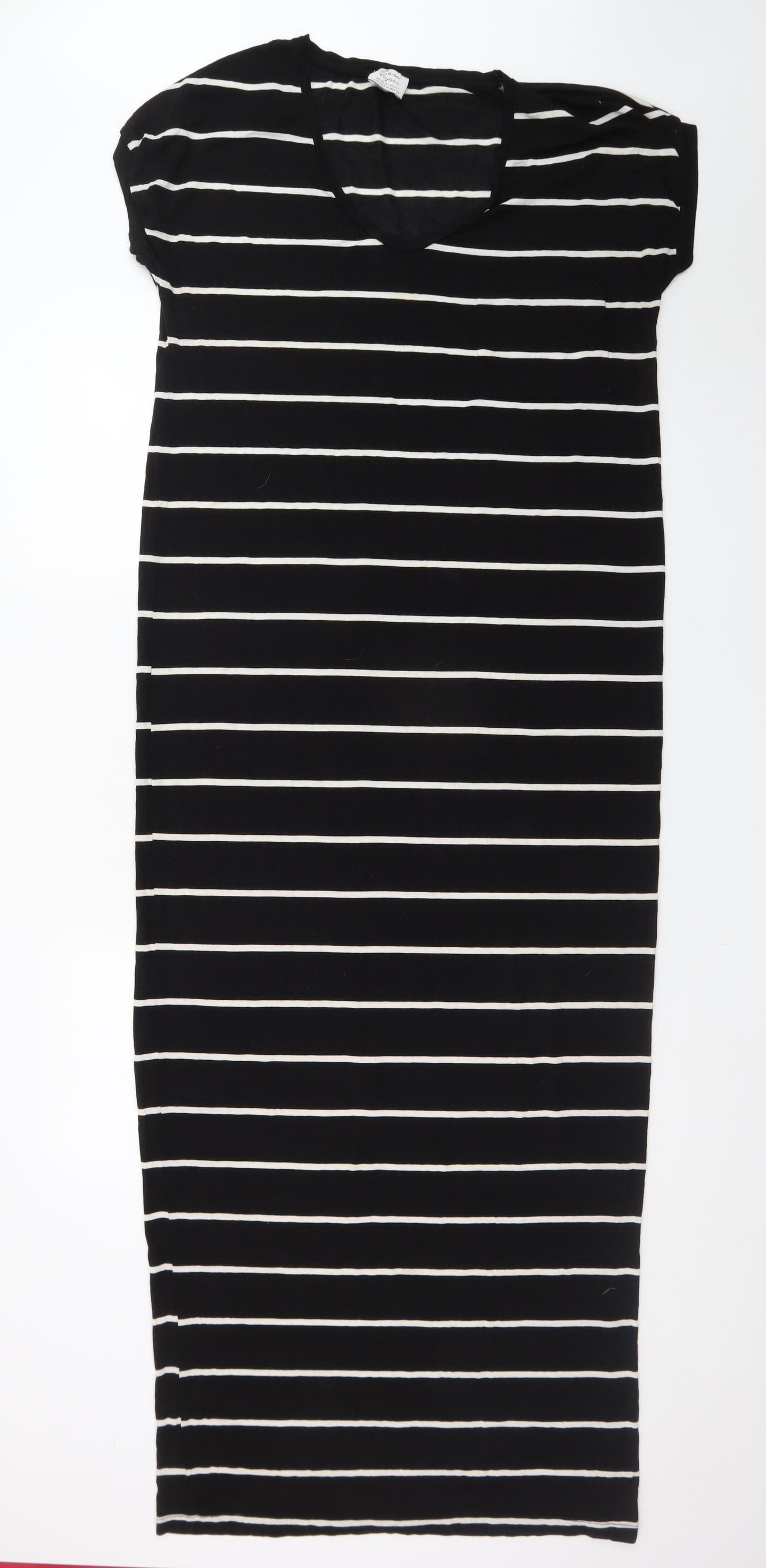 Zara Women’s Black Striped Midi T-Shirt Dress Size 12