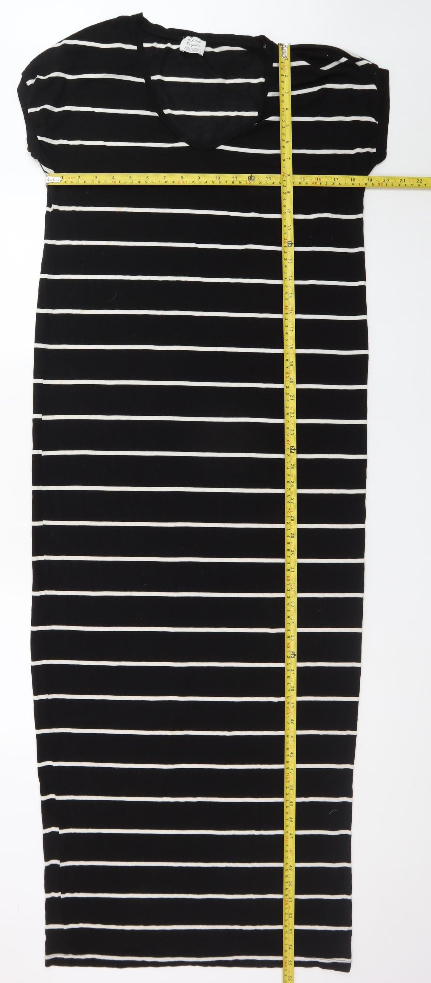 Zara Women’s Black Striped Midi T-Shirt Dress Size 12