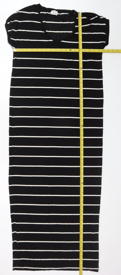 Zara Women’s Black Striped Midi T-Shirt Dress Size 12
