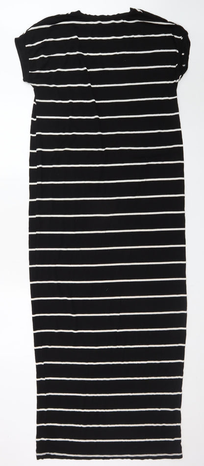 Zara Women’s Black Striped Midi T-Shirt Dress Size 12