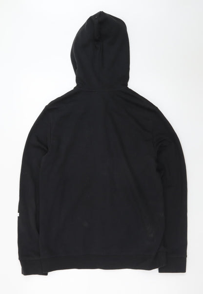 Adidas Womens Black Full Zip Hoodie Size L 16-18 Logo Sleeve Sweatshirt