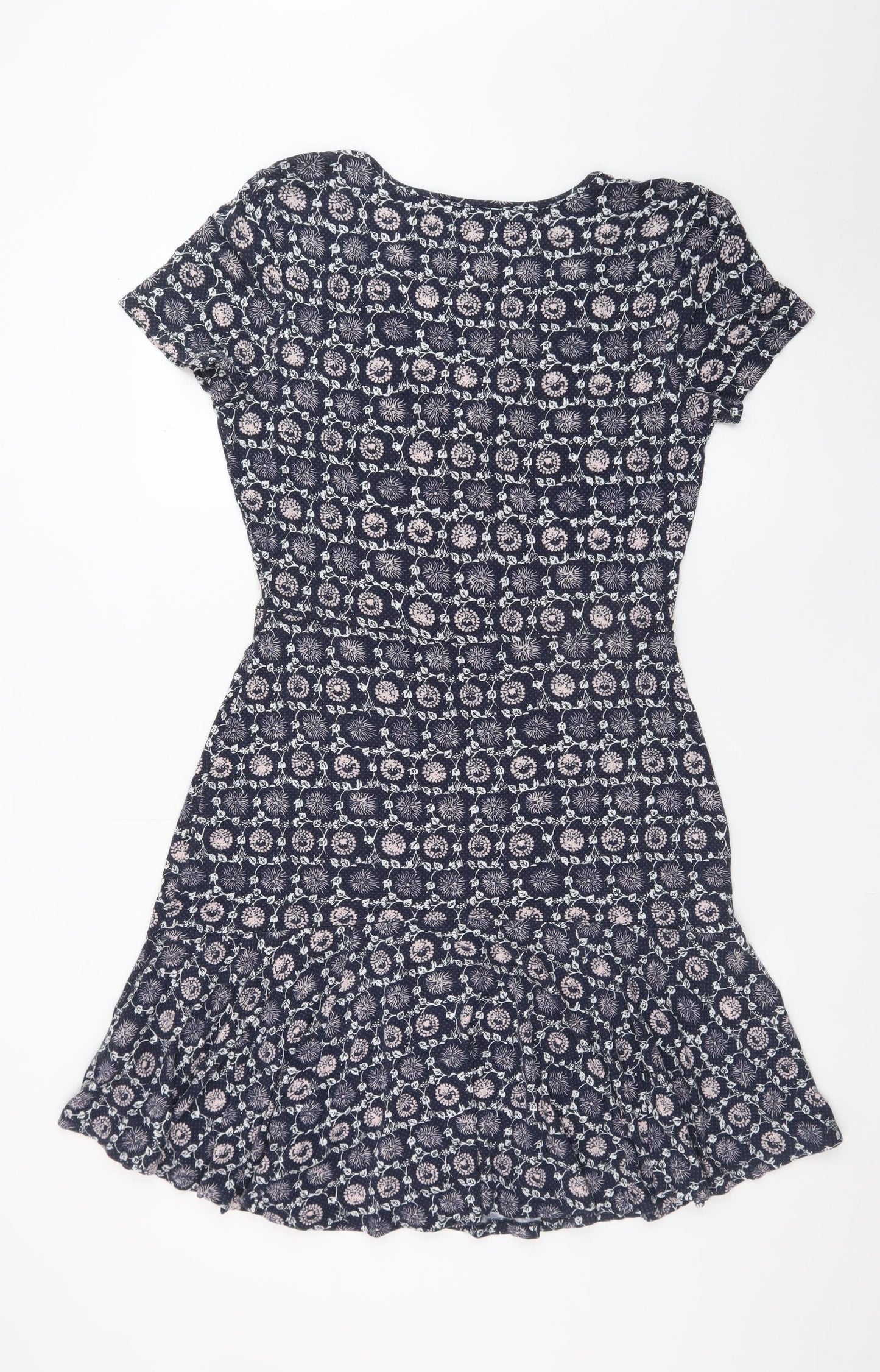 Next Womens Blue Floral Fit & Flare Jersey Dress Size 12