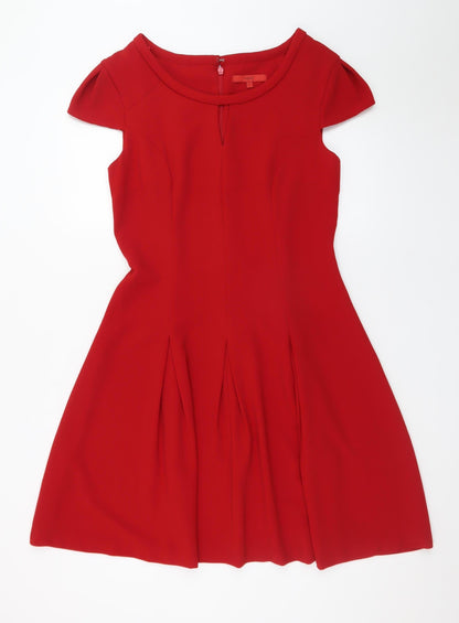 Next Women’s Red Fit & Flare Knee Length Dress Size 10