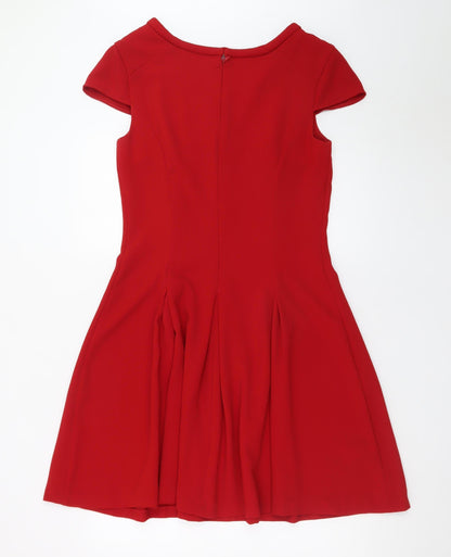 Next Women’s Red Fit & Flare Knee Length Dress Size 10