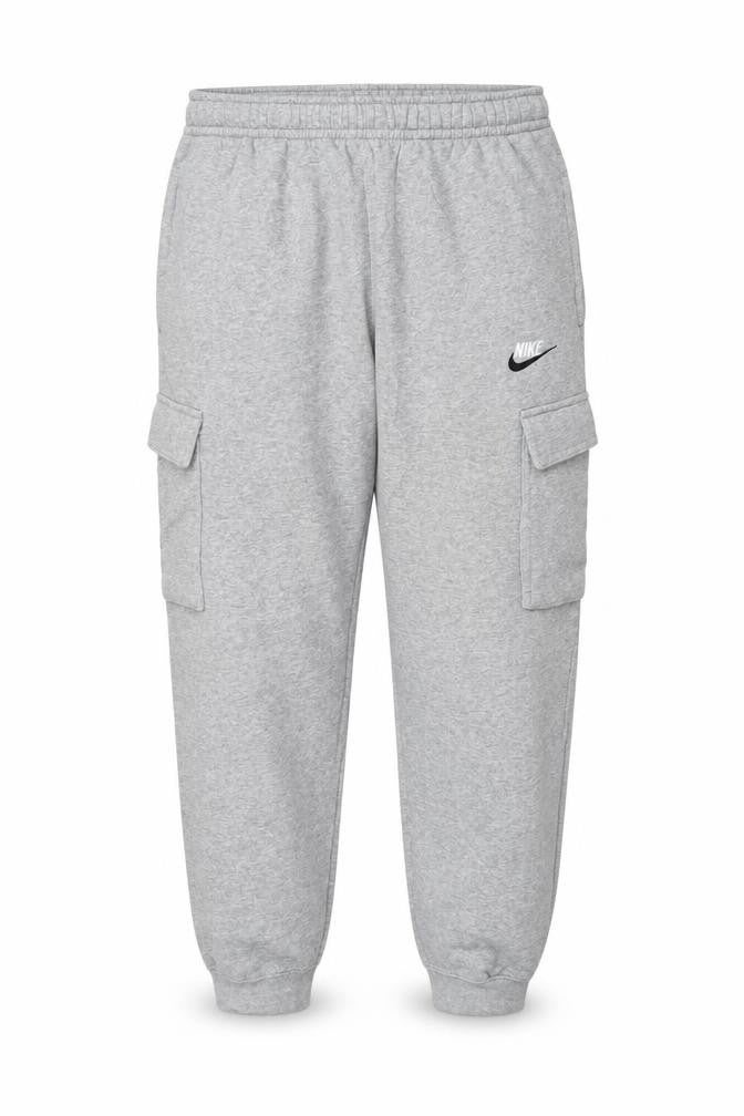 Nike Men's Grey Cargo Sweatpants L Regular Fit Cotton Blend