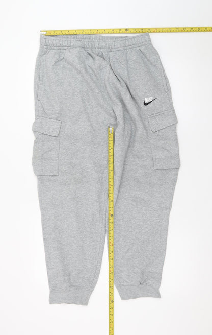 Nike Men's Grey Cargo Sweatpants L Regular Fit Cotton Blend