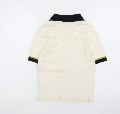 Marks and Spencer Men’s Ivory Short Sleeve 1/4 Zip Polo Shirt Size M