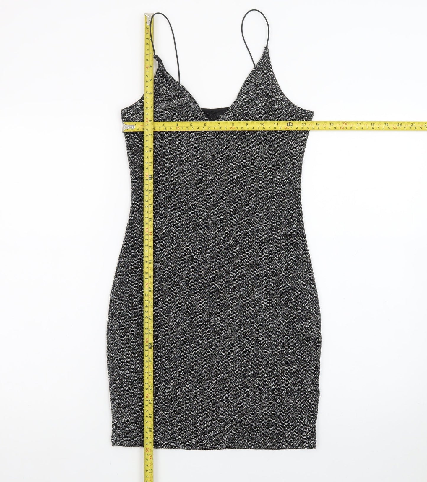 H&M Divided Women Silver Glitter Bodycon Dress Size 8
