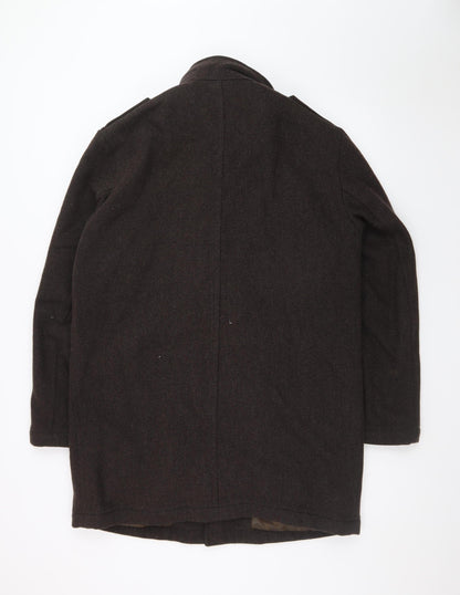 Rocha John Rocha Men Brown Wool Military Style Coat Size M