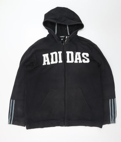 Adidas Mens Black XL Full Zip Hoodie Sports Fleece Sweatshirt