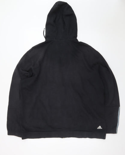 Adidas Mens Black XL Full Zip Hoodie Sports Fleece Sweatshirt