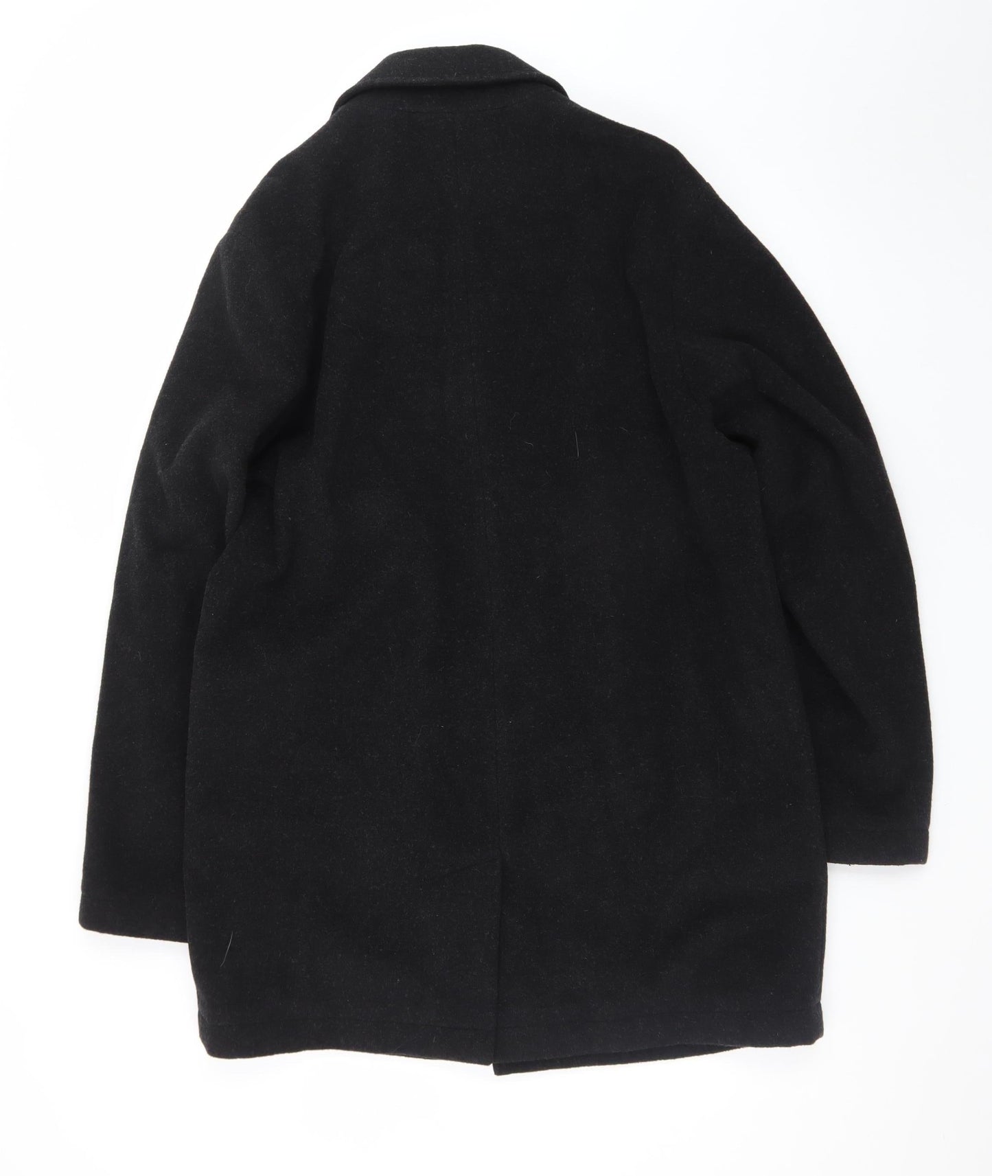 Next Men's Black Wool Cashmere Blend Mid-Length Overcoat M