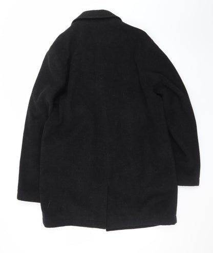 Next Men's Black Wool Cashmere Blend Mid-Length Overcoat M