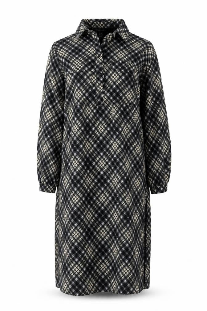 New Look Womens Black Check Collared Midi Shirt Dress Size 8