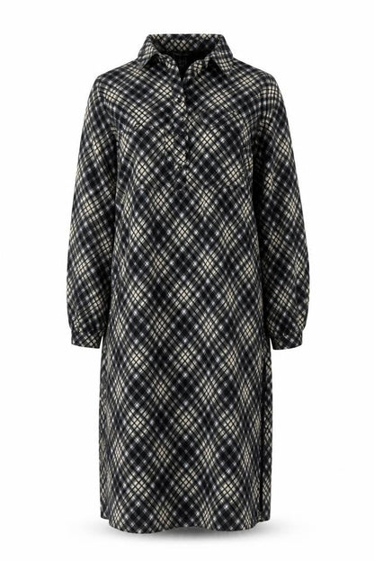 New Look Womens Black Check Collared Midi Shirt Dress Size 8