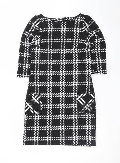 New Look Women Black Check Bodycon Dress Size 6