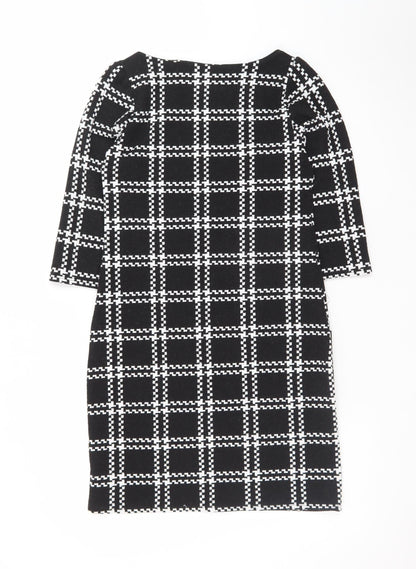 New Look Women Black Check Bodycon Dress Size 6