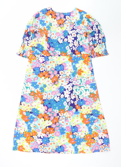 Studio Women’s Multicoloured Floral A-Line Puff Sleeve Dress Size 16