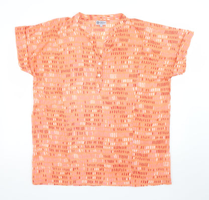 Dream Apparel Women Orange Cotton Tunic Blouse L Short Sleeve Boho