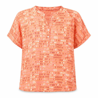 Dream Apparel Women Orange Cotton Tunic Blouse L Short Sleeve Boho
