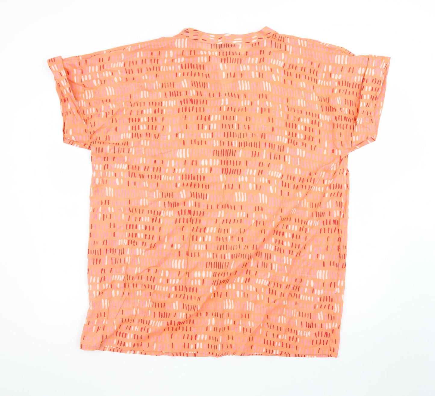 Dream Apparel Women Orange Cotton Tunic Blouse L Short Sleeve Boho