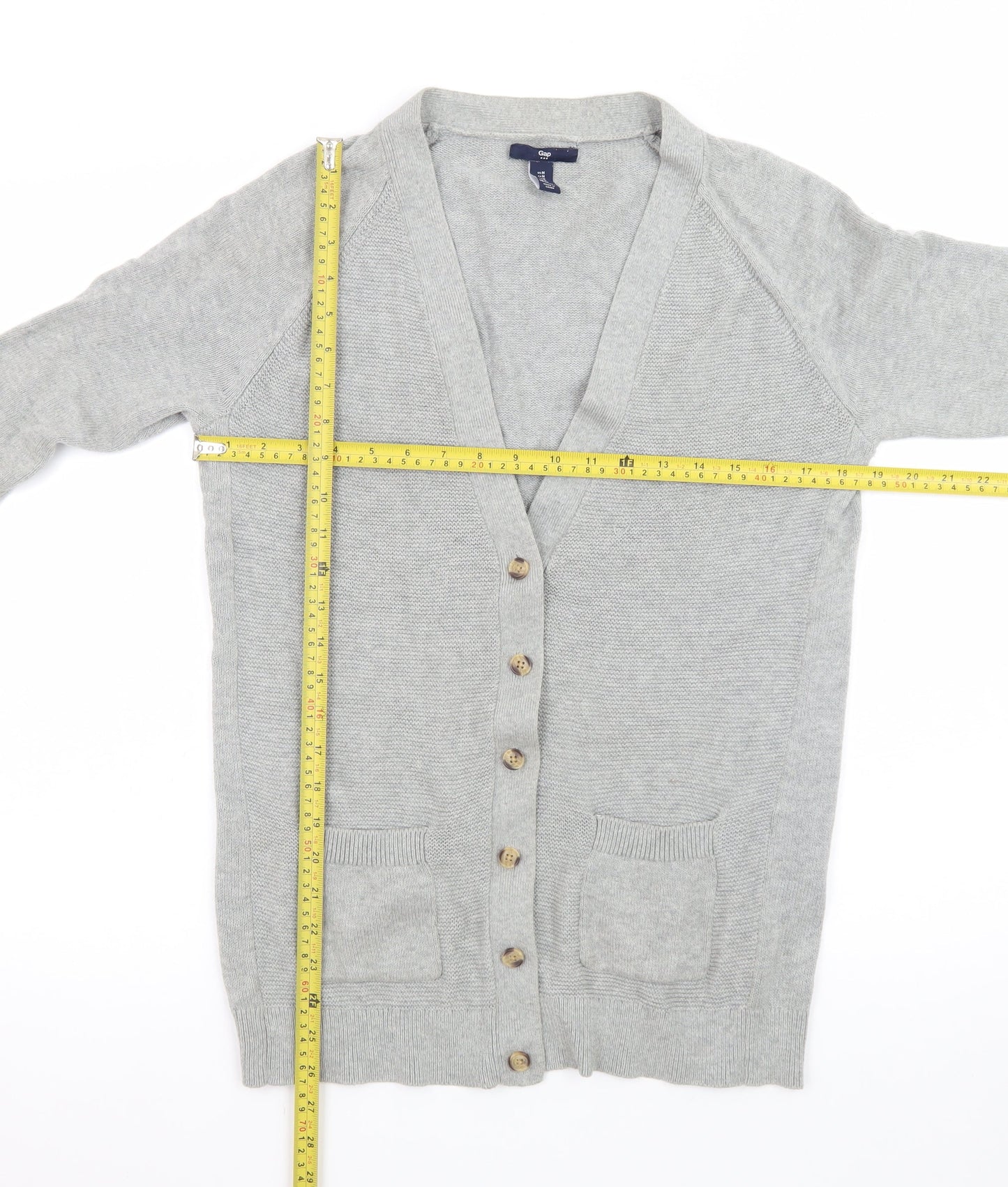 Gap Mens Grey Cotton Wool Cardigan M Long Sleeve V-Neck Knit