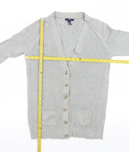 Gap Mens Grey Cotton Wool Cardigan M Long Sleeve V-Neck Knit