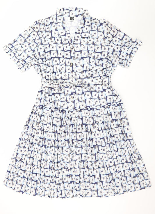 LP Petite Blue Floral Collared Shirt Dress Size 20 Women’s Vintage