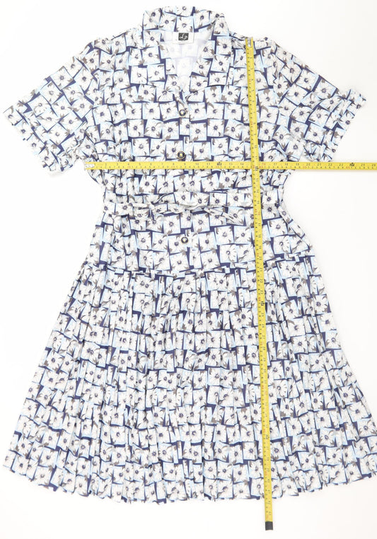 LP Petite Blue Floral Collared Shirt Dress Size 20 Women’s Vintage