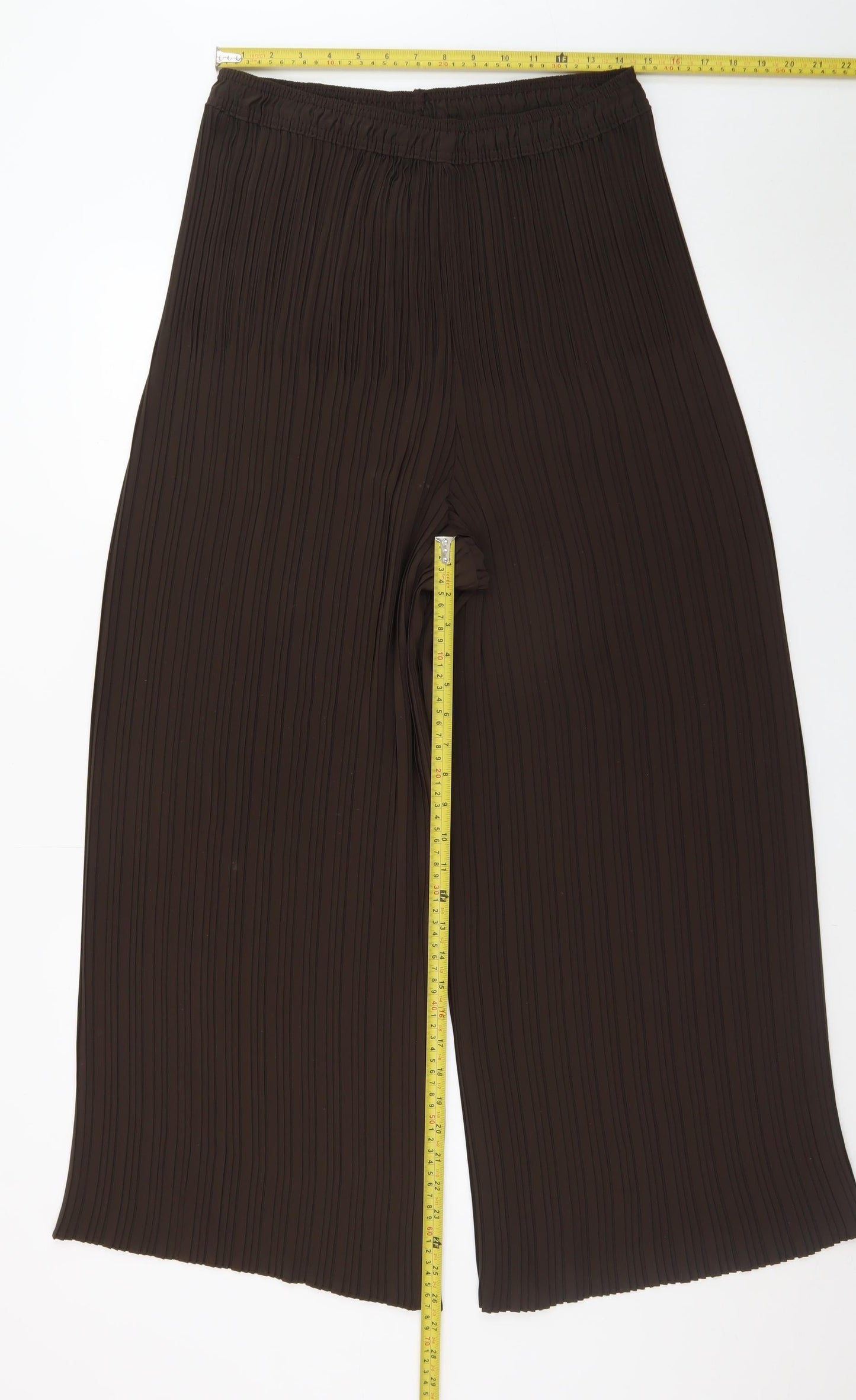 G.C. Collection Women Brown Size 16 Pleated Wide-Leg Trousers